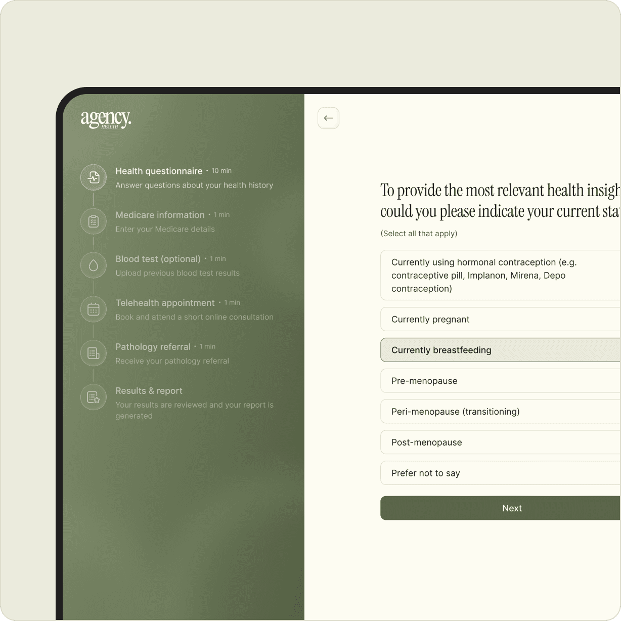 Complete your health questionnaire